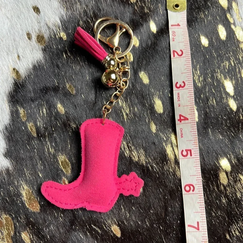 Blinged Pink Cowgirl Boot Keychain.